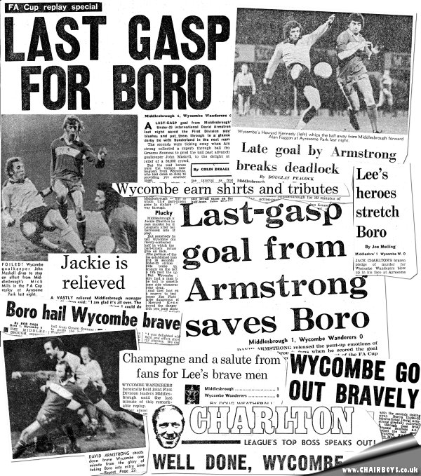Middlesbrough v Wycombe - press cuttings
