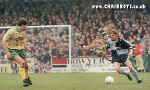Steve Guppy on the attack versus Norwich - 8th January 1994 - Picture Brian Southam from Wycombe programme