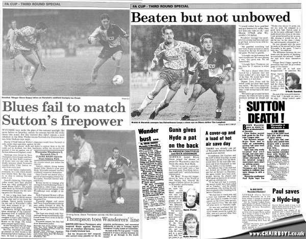 Wycombe v Norwich  press cuttings - 8th January 1994