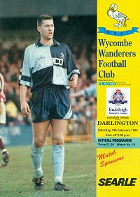 Wycombe v Darlington programme - postponed from 5th February 1994