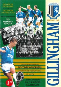Gillingham v Wycombe programme - 26th February 1994