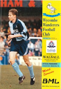 Wycombe v Walsall programme - 9th April 1994