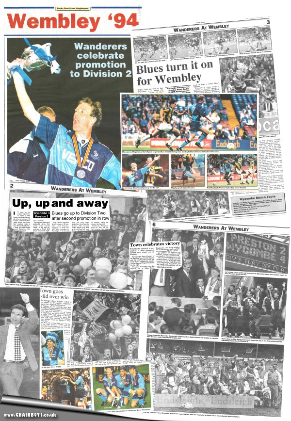 Wycombe v Preston - 28th May 1994 - local paper cuttings