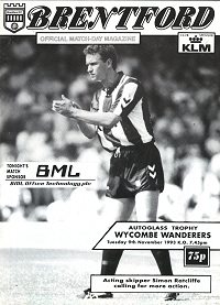 Brentford v Wycombe programme - 9th November 1993