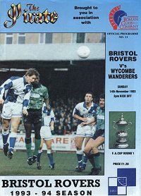 Bristol Rovers v Wycombe programme - 14th November 1993