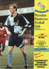 Wycombe  v Cardiff City programme - 14th December 1993
