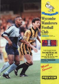 Wycombe v Norwich  programme - 8th January 1994