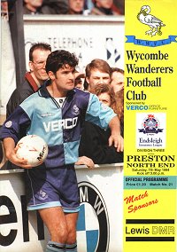 Wycombe v Preston programme 7th May 1994