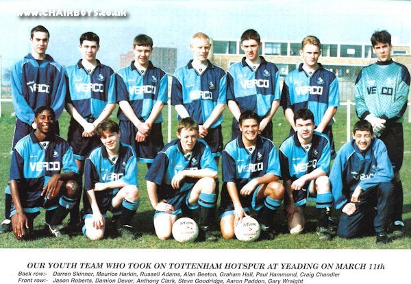 Wycombe Wanderers Youth Team picture - taken 11th March 1995 as published in First Team matchday programme