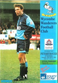 Wycombe v Peterborough programme cover showing Steve Thompson