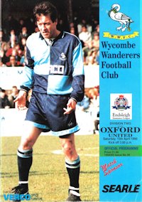 Wycombe v Oxford programme cover - showing Simon Garner
