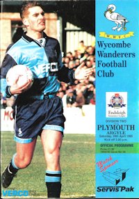 Wycombe v Plymouth programme cover - Mickey Bell on the cover