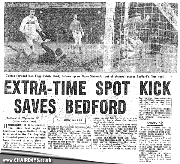 Bedford Town v Wycombe - 30 November 1966 - press cuttings