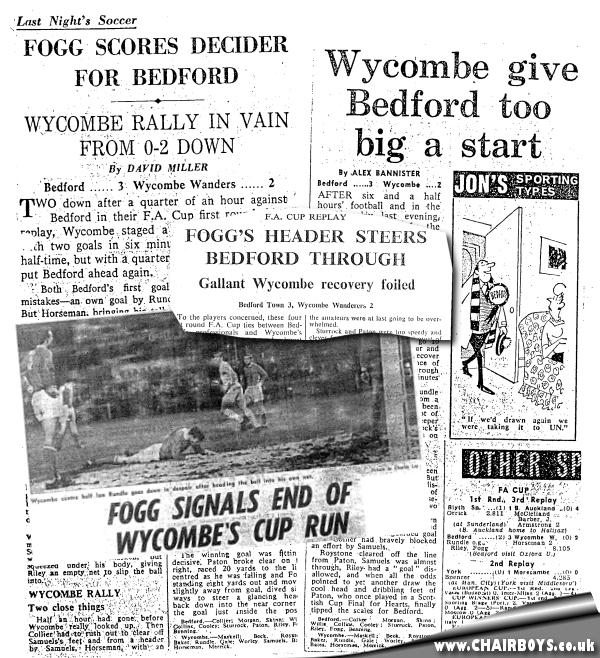 Bedford Town v Wycombe - 8 December 1966 - press cuttings