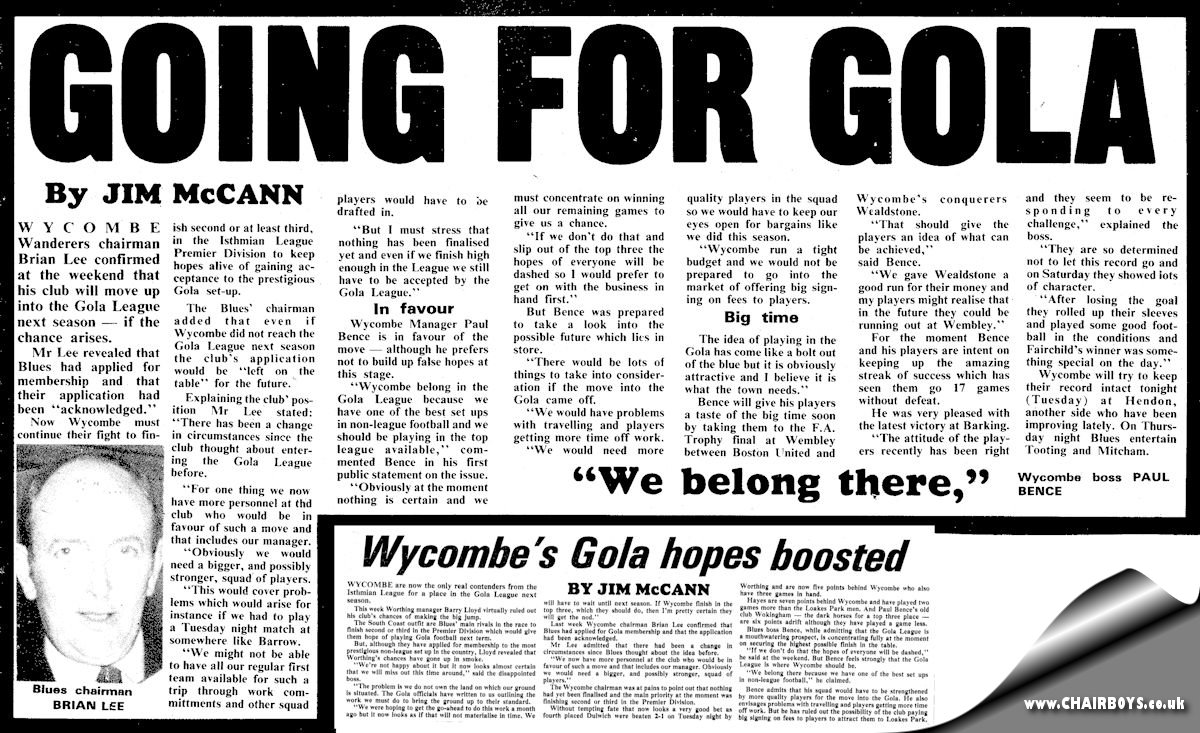 Going for Gola report from Bucks Free Press - click to enlarge in new window