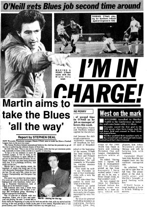 Martin O'Neill signs for Wanderers - press cuttings February 1990
