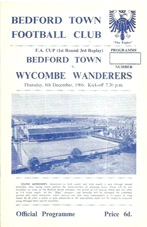 Bedford Town V Wycombe programme cover December 1966