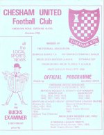 Chesham v Wycombe programme cover - 19 October 1974 - Cover price is 3p