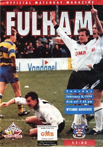 Fulham v Wycombe programme - Feb 1994