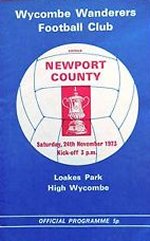 Wycombe v Newport programme - 24 November 1973