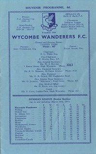 Wycombe Wanderers programme 1956/1957