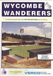 Wycombe v Nottingham Forest - Programme Cover 9th August 1990