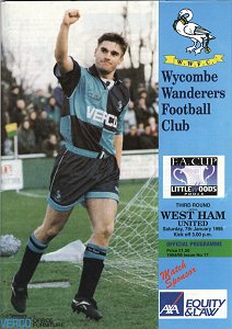 Wycombe v West Ham United programme 1995