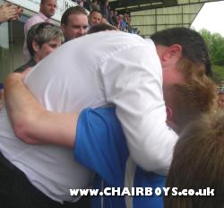 Steve Hayes and Gary Waddock celebrate promotion