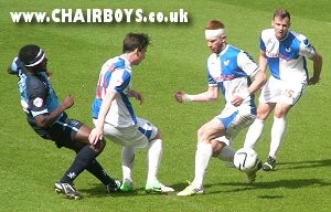 Battle of the head bands between Aaron Pierre and former Wanderer Matt Harrold