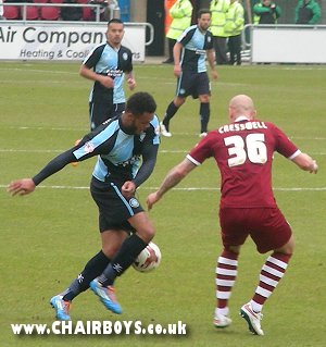 Aaron Holloway in action at Northampton where he bagged the opening goal