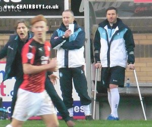 Gareth Ainsworth, Richard Dobson and Barry Richardson against Crawley