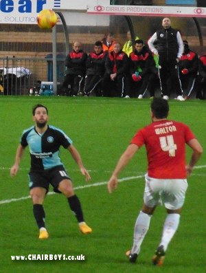 Sam Wood watches the ball versus Crawley - scored the stoppage time goal that sealed the points for Wanderers