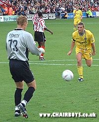 Paul McCarthy up front at Griffin Park