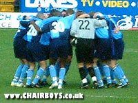 Wanderers pre-match huddle