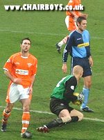 Keeper Scott Bevan claims the ball on his Wanderers debut