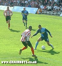 Mark Philo on the ball at Griffin Park