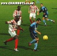 Stuart Roberts on the ball against Brentford