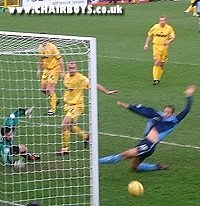 Nathan Tyson goes close against Brighton