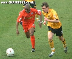 Gus Uhlenbeek - Wanderers' goalscorer in action at Cambridge