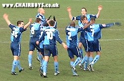 Celebrations after Gus Uhlenbeek's goal