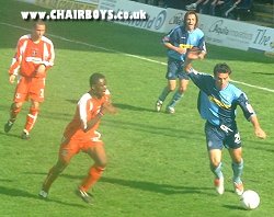 Adrian Caceres on the ball against Leyton Orient