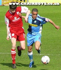 Danny Senda in action against Darlington