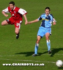 Ian Stonebridge sees another shot go close against Darlington