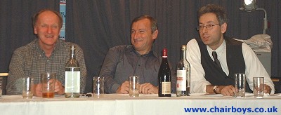 Alan Parry, Jim Rosenthal and Steve Cohen head the Forum panel - picture Chairboys on the Net