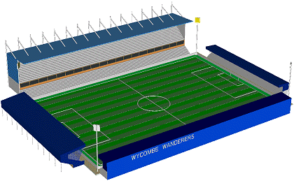 Adams Park with new away end - graphic Paul Lewis