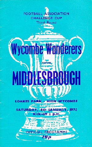 Wycombe v Middlesbrough - programme cover