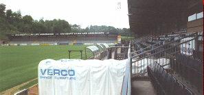 The Old Main Stand at Adams Park - A view towards the home end section