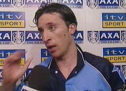 Robbie Fowler in a Wycombe shirt on ITV Sport - don't throw it in the bin mate!